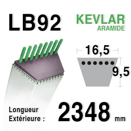 Courroie lb92 - 16,5 mm x 2348 mm
