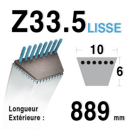 Courroie Z33,5 - 10 mm x 889 mm