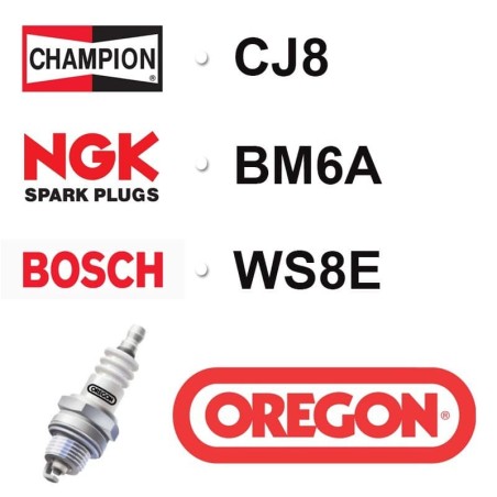 Bougie OREGON - CHAMPION cj8 NGK bm6a BOSCH ws8e