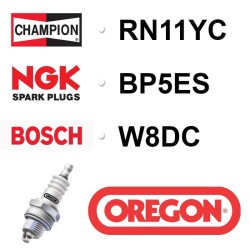 Bougie OREGON - CHAMPION rn11yc NGK bp5es - bpr5es BOSCH w8dc