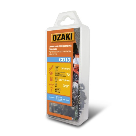 Chaîne de tronçonneuse semi carrée 3/8" 058 (1,5mm) 72 entraîneurs (E72) OZAKI