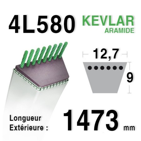 Courroie 4L580 - 4L58 MURRAY 37x24 - WHEEL HORSE 8975