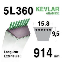Courroie  5L360 - 5L36 MTD 754-0453 - 954-0453 - 754-0199 JOHN DEERE m42226 AYP 62411